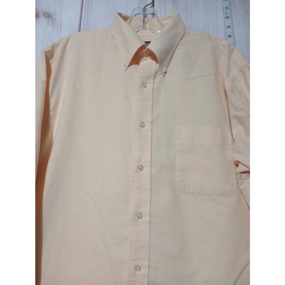 Lands End Shirt Mens 16-32 Large Yellow Button Down Long‎ Sleeve Pocket Classic - Picture 2 of 8
